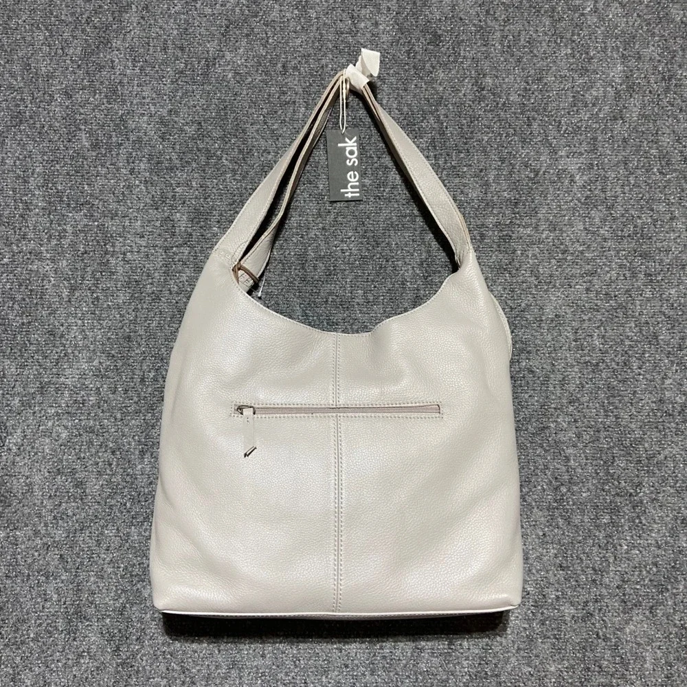 The Sak Huntley Leather Hobo Bag Light Smoke Grey Shoulder Bag NWT 108506